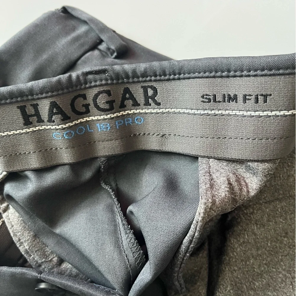 Haggar • Charcoal Grey Cool 18 Pro Slim Gray Trousers